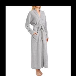 ARLOTTA CASHMERE SHAWL LONG ROBE GREY